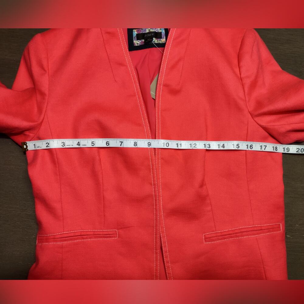 J. CREW Going Out Blazer Stretch Linen Blend Jacket Pink Open Front Sz 10 A1253 - Picture 6 of 14
